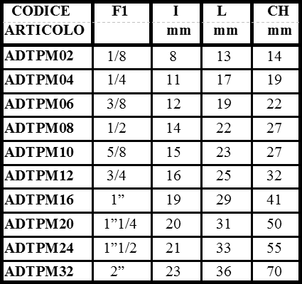 scheda TAPPO MASCHIO GAS