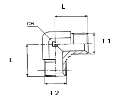 sezione ADATTATORE COMPATTO 90° MASCHIO-MASCHIO GAS